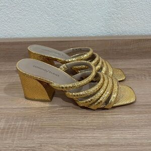Donald J. Pliner Metallic Gold Heeled Mules
